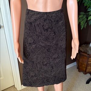 Willi Smith Black Paisley Pencil Skirt